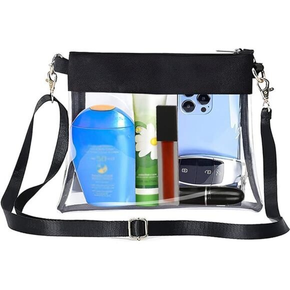 Black/Clear Transparent Clear Crossbody Bag - Picture 1 of 7